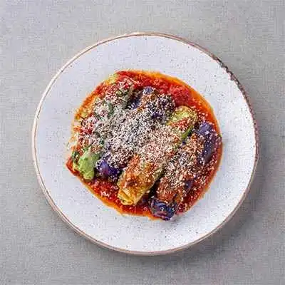 Beef & Cabbage Roll with Freshly Pressed Tomato Sauce